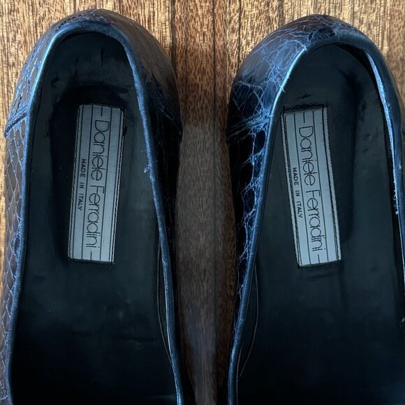 ?HP?D Ferradini Men’s Size 9M GENUINE CROCODILE Black Italian Loafer Hand Made